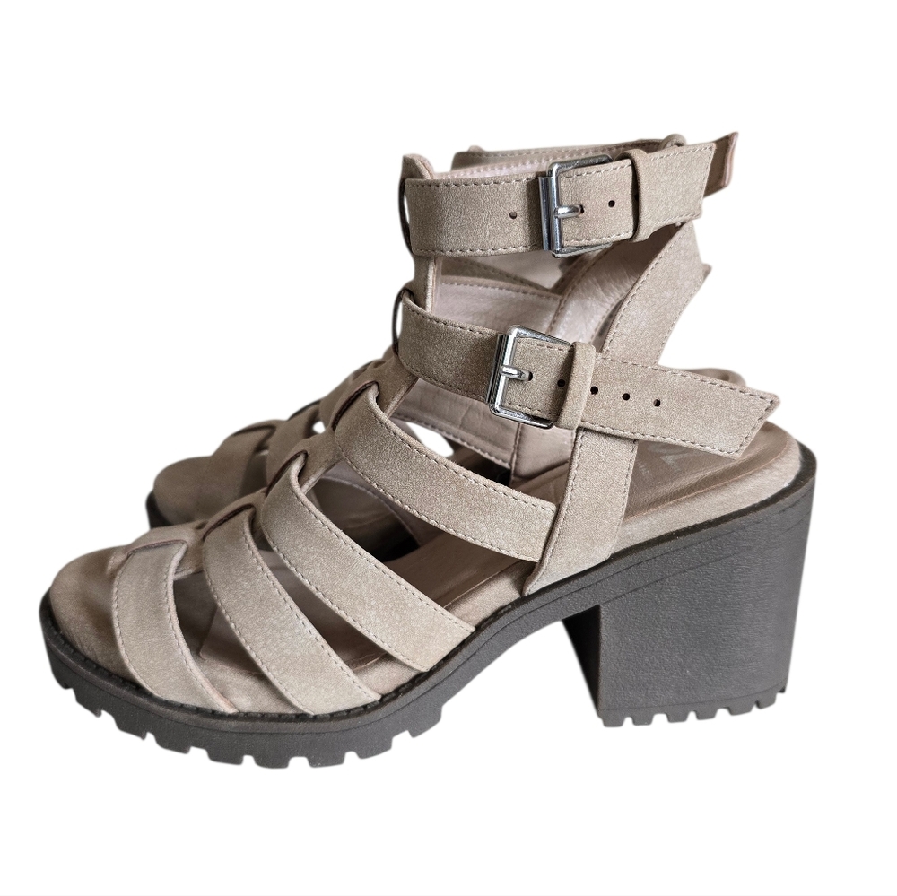 New 🤎 Dirty Laundry Women's Fun Stuff Natural High Heel Gladiator Sandals - Picture 6 of 16